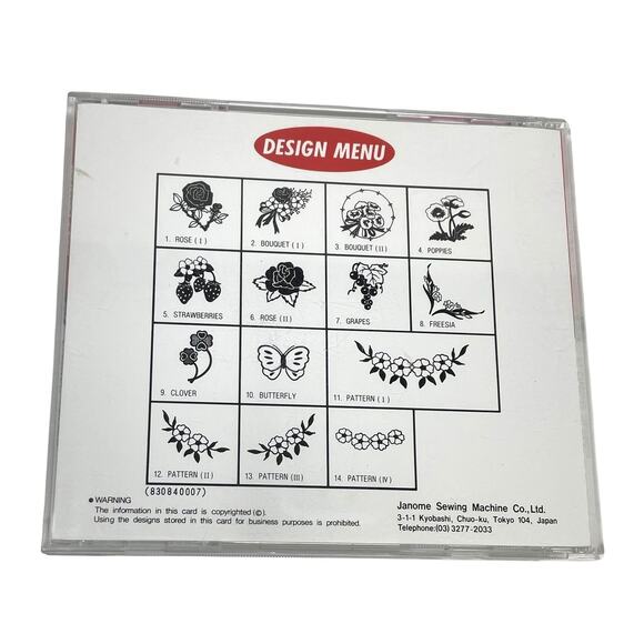 Janome 8000 Memory Card #3 Flower Series Vintage Embroidery Memory Card - Picture 4 of 8